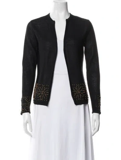 Pre-owned Pierre Cardin Open Front Sweater In Black