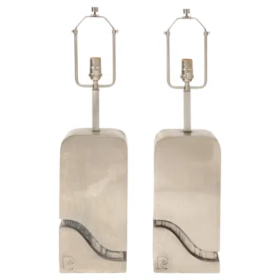 Pre-owned Pierre Cardin Pair Of  Table Lamps, France, C. 1960 In Sand