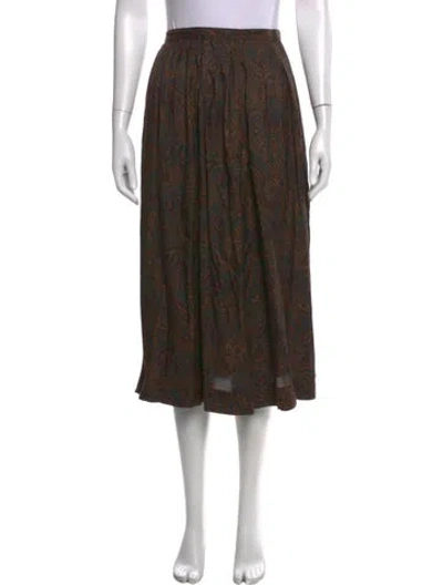 Pre-owned Pierre Cardin Paisley Print Midi Length Skirt In Brown