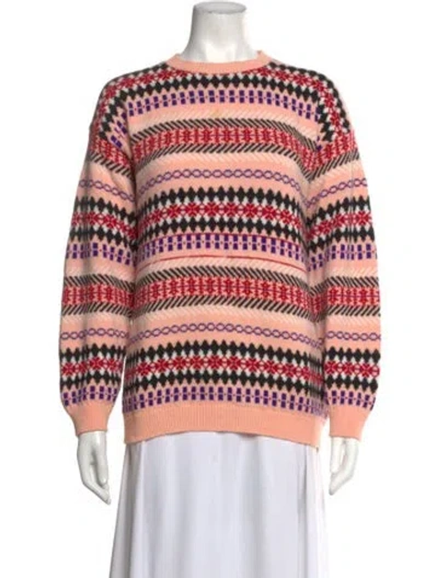 Pre-owned Pierre Cardin Patterned Crew Neck Sweater In Pink