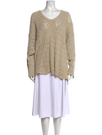 Pre-owned Pierre Cardin Patterned V-neck Sweater In Neutrals