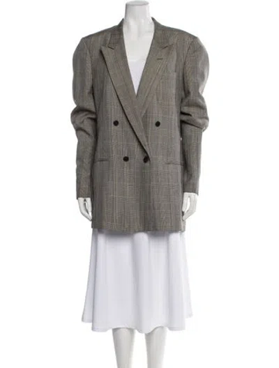 Pre-owned Pierre Cardin Plaid Print Blazer In Silver