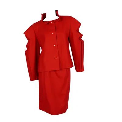 Pre-owned Pierre Cardin Prestige Vintage Stunning Red Skirt Suit