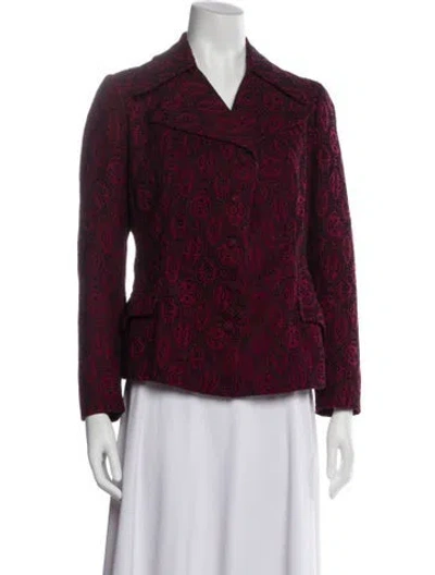 Pre-owned Pierre Cardin Printed Blazer In Burgundy