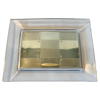Pre-owned Pierre Cardin Rectangular Sterling Glass Vide Poche Or Change Tray In Silver