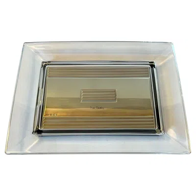 Pre-owned Pierre Cardin Rectangular Sterling Glass Vide Poche Or Change Tray In Silver