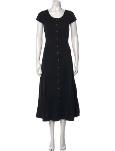 Pre-owned Pierre Cardin Scoop Neck Long Dress In Black