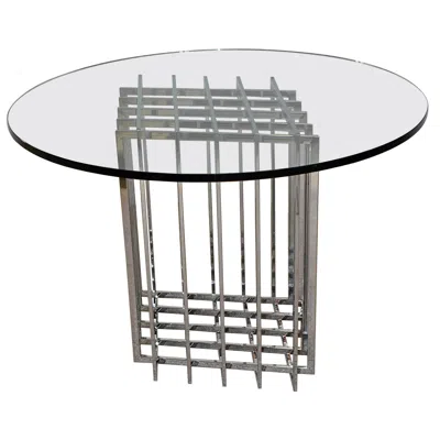 Pre-owned Pierre Cardin Sculptural Chrome Grid Table Base In Gray