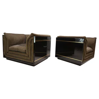 Pre-owned Pierre Cardin Set Of 2 Lounge Chairs By , Mid-century Modern, France In Black