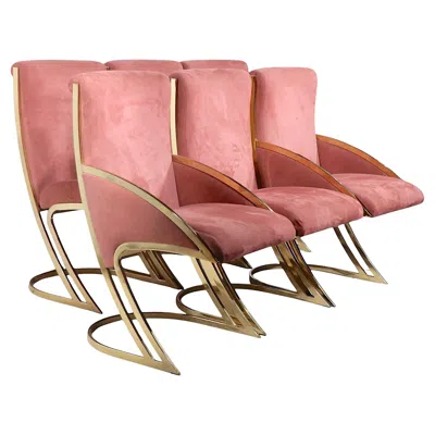 Pre-owned Pierre Cardin Set Of Six  Z Dining Chairs By Contemporary Shells Inc. C. 1970's In Brown