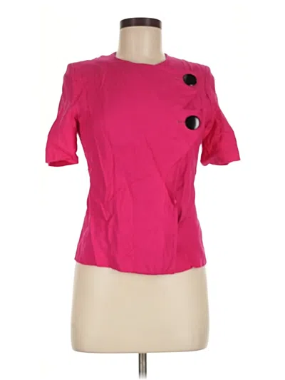 Pre-owned Pierre Cardin Short Sleeve Top Pink Square Neckline Tops