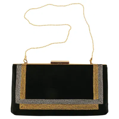 Pre-owned Pierre Cardin Silk Clutch Bag In Black