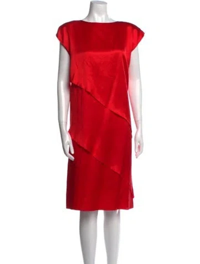 Pre-owned Pierre Cardin Silk Midi Length Dress In Red