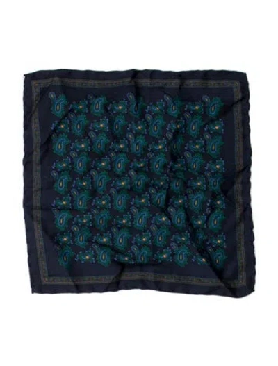 Pre-owned Pierre Cardin Silk Paisley Print Bandana In Blue