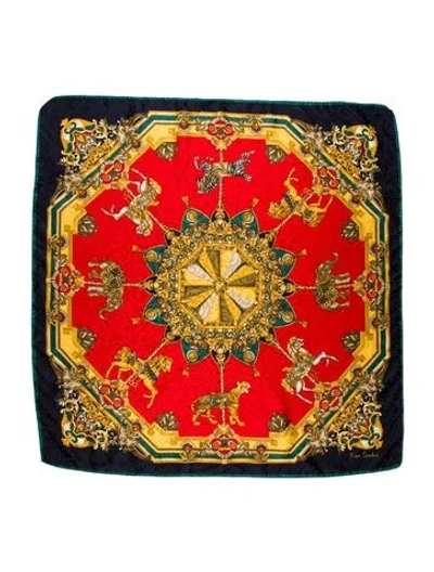 Pre-owned Pierre Cardin Silk Printed Bandana In Blue