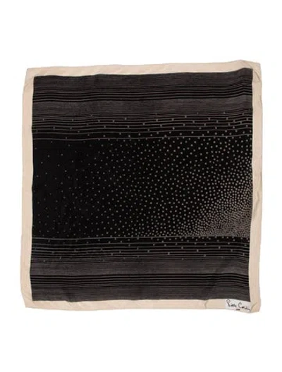 Pre-owned Pierre Cardin Silk Printed Scarf In Black