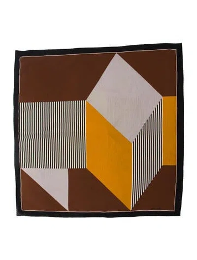 Pre-owned Pierre Cardin Silk Printed Scarf In Brown