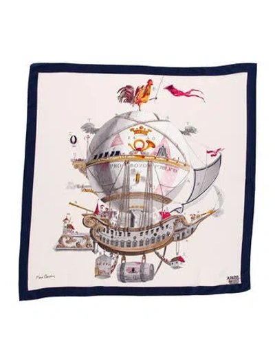 Pre-owned Pierre Cardin Silk Printed Scarf In Neutral