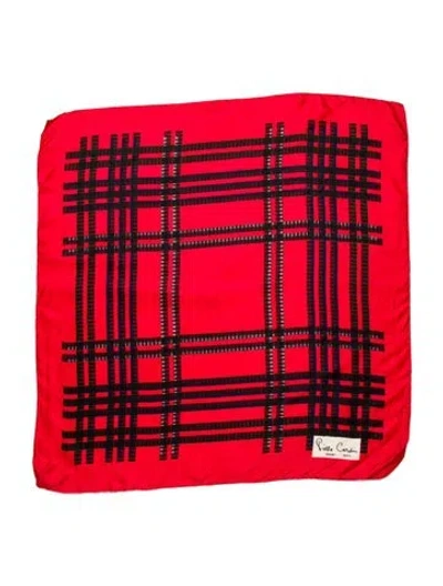 Pre-owned Pierre Cardin Silk Printed Scarf In Red