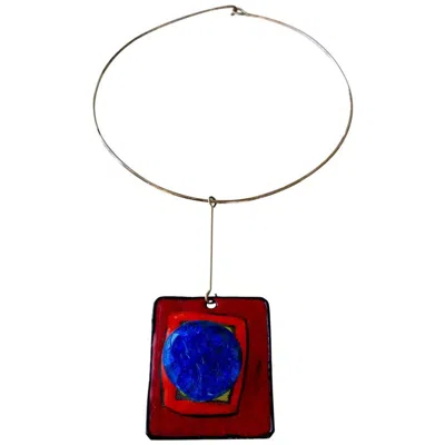 Pre-owned Pierre Cardin Silver Enamel And Glass Pendant Necklace, French, Circa 1965 In Multi