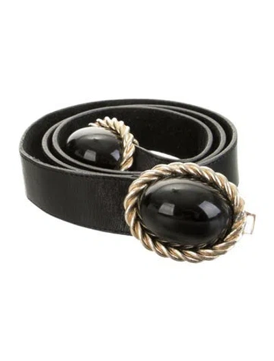 Pre-owned Pierre Cardin Skinny Leather Belt In Black