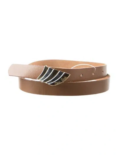 Pre-owned Pierre Cardin Skinny Leather Belt In Brown