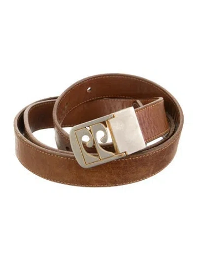 Pre-owned Pierre Cardin Skinny Leather Belt In Brown