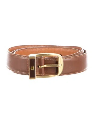 Pre-owned Pierre Cardin Skinny Leather Belt In Brown