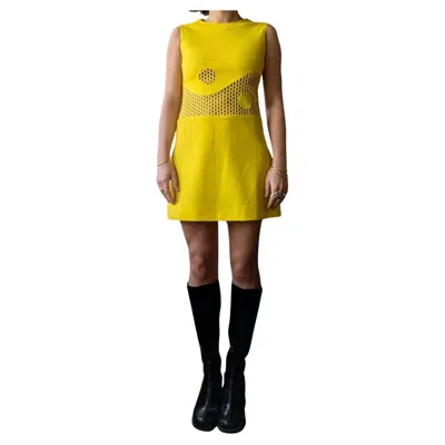 Pre-owned Pierre Cardin "space Age" Yellow Jersey Dress - Circa 1968-1970