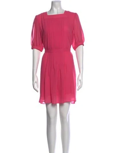Pre-owned Pierre Cardin Square Neckline Mini Dress In Pink