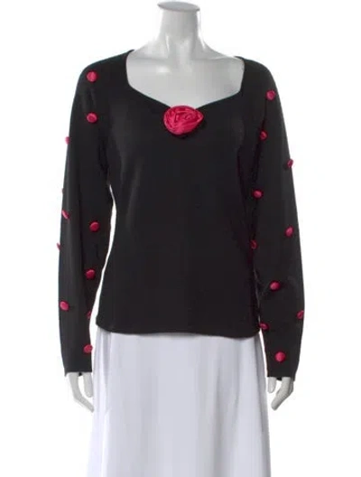 Pre-owned Pierre Cardin Square Neckline Sweater In Black