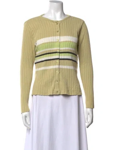 Pre-owned Pierre Cardin Striped Crew Neck Sweater In Yellow