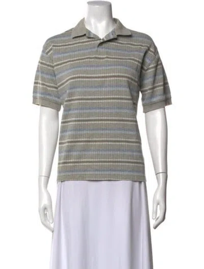 Pre-owned Pierre Cardin Striped Short Sleeve Polo In Grey