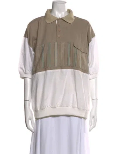 Pre-owned Pierre Cardin Striped Short Sleeve Polo In Neutral