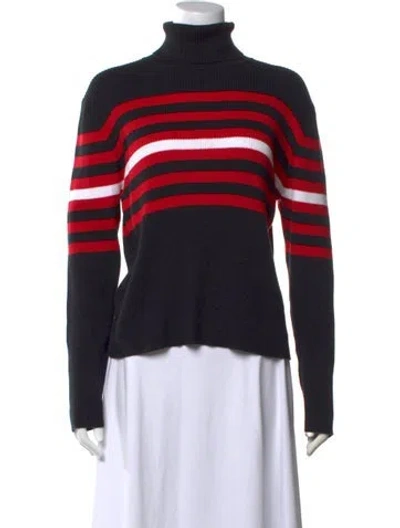Pre-owned Pierre Cardin Striped Turtleneck Sweater In Black