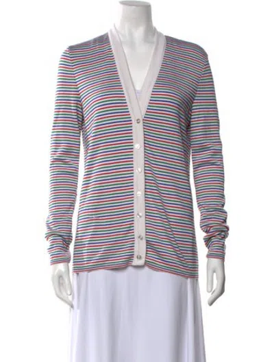 Pre-owned Pierre Cardin Striped V-neck Sweater In Multicolor