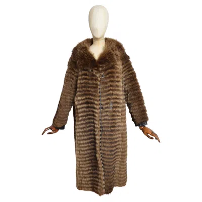Pre-owned Pierre Cardin Swinging 1960's  Bohemian Shaggy Racoon Long Real Fur Coat In Brown