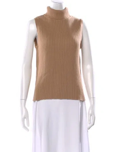 Pre-owned Pierre Cardin Turtleneck Sleeveless Top In Neutral