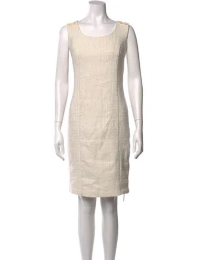 Pre-owned Pierre Cardin Tweed Pattern Knee-length Dress In Neutrals