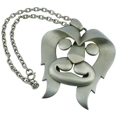 Pre-owned Pierre Cardin Vintage 1960s Ovesized Lion Pendant Necklace In Gray