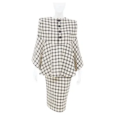 Pre-owned Pierre Cardin Vintage Check Wool Suit In Gray