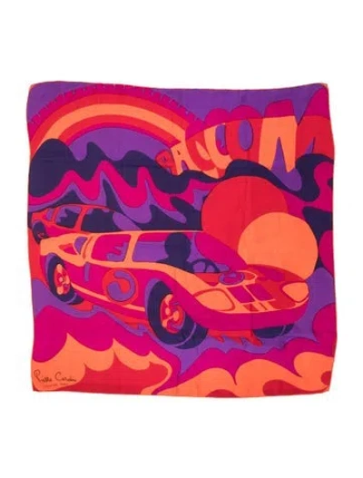 Pre-owned Pierre Cardin Vintage Graphic Print Scarf In Orange/pink