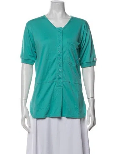 Pre-owned Pierre Cardin Vintage Late 1980's - Early 1990's Button-up Top In Blue
