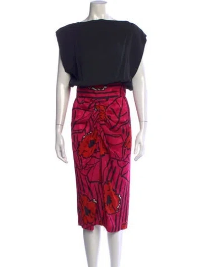 Pre-owned Pierre Cardin Vintage Midi Length Dress In Black/red