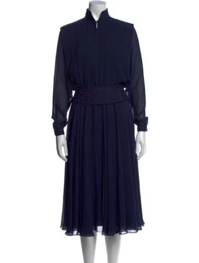 Pre-owned Pierre Cardin Vintage Midi Length Dress In Blue