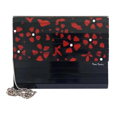 Pre-owned Pierre Cardin Vintage  Lucite Plexiglass Clutch Shoulder Bag In Black