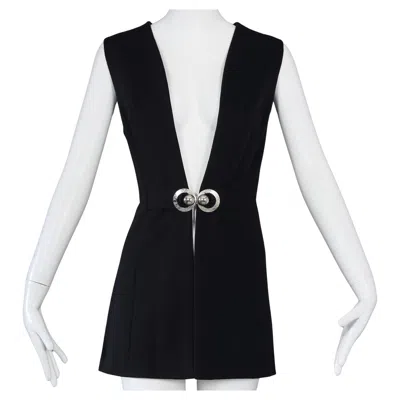 Pre-owned Pierre Cardin Vintage  Mod Space Age Black Wool Vest Coat