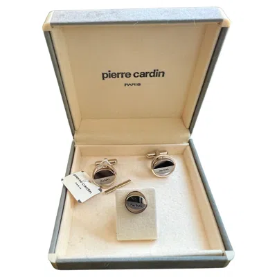Pre-owned Pierre Cardin Vintage  Steel & Gold Plate Logo Cufflinks, Original Case Circa1960 In Multi