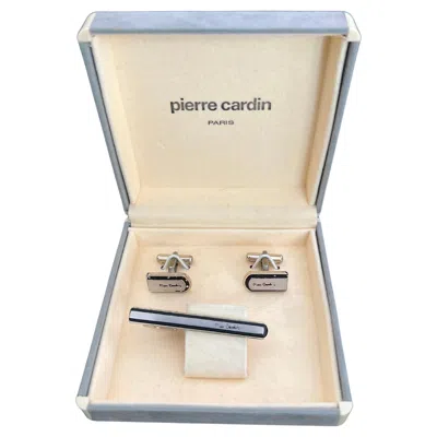 Pre-owned Pierre Cardin Vintage  Steel Cufflinks & Tie Clip With Original Case Circa 1970 In Multi