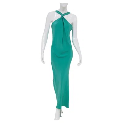 Pre-owned Pierre Cardin Vintage Teal Long Dress In Green